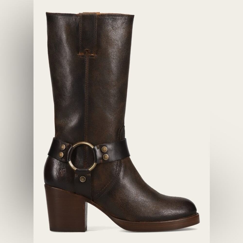 Frye Jean Harness Boot Chocolate 9.5 - Picture 1 of 10